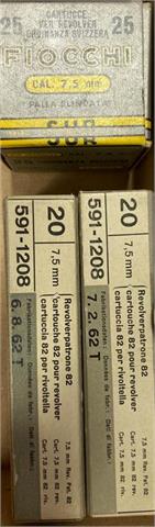 Revolver cartridges 7,5 mm Swiss Ordnance, Fiocchi and Thun, § B