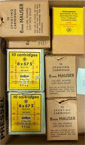 rifle cartridges 8 x 57 IS, various makers, § unrestricted