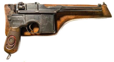 Mauser C96/16 "die rote Neun" mit nummerngleichem Anschlagschaft, 9 mm Luger, #116233, § B