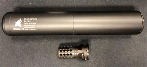 Sound suppressor Klymax KFL Standard, calibre <8mm & muzzle brake Fast Lock Brake, #2019-10036 § A