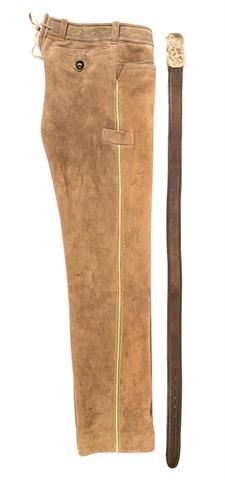 Clothing, deerskin Lederhosen from the master sack maker Alexander Profus, Vienna, size 52