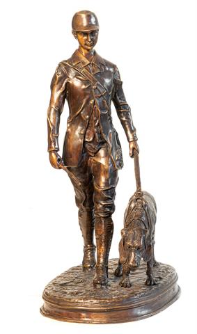 Bronze Skulptur "Jäger mit Hund" ***
