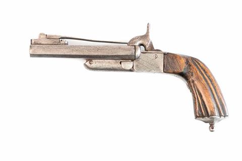 Pinfire double barrelled pistol with folding bayonet, 12 mm pinfire, #14, § unrestricted