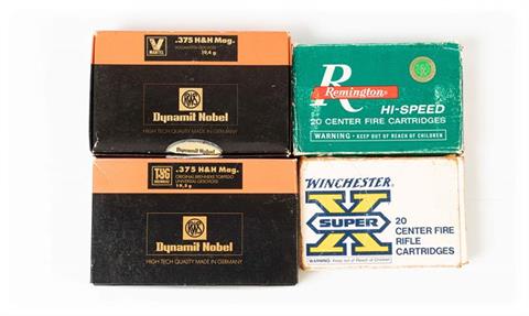 rifle cartridges .375 H&H Magnum, various makers, § unrestricted