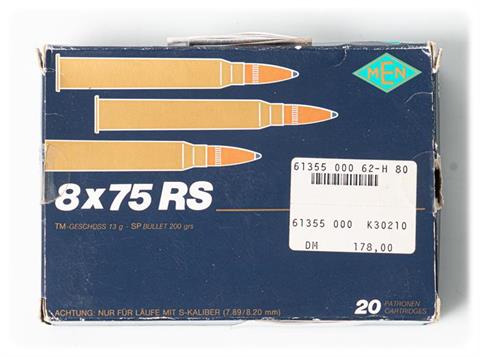 rifle cartridges 8x75RS, MEN, § unrestricted
