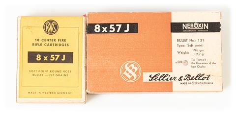 rifle cartridges 8 x 57 J, various makers, § unrestricted