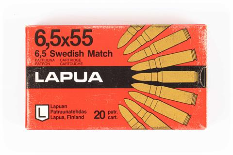 Rifle cartridges 6.5 x 55 Swedish, Lapua, § free from 18