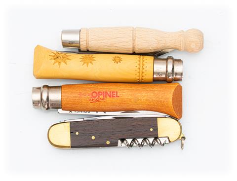 pocket knife bundle lot, i.a. Opinel, 4 items