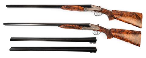Pair of sidelock S/S shotguns Armas Maguregui - Eibar, 12/76, #A0241 & A0242, with exchangeable barrels,  § C, accessories