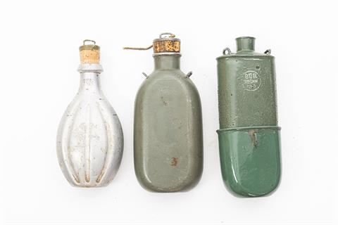 bundle lot of 3 items, filed flasks WWI