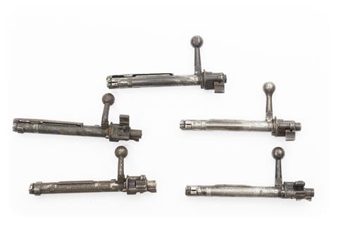 bundle lot, Mauser 98 bolts, 5 items, #9417, 2331, 5738, 7996h, 19045, 5 x § C