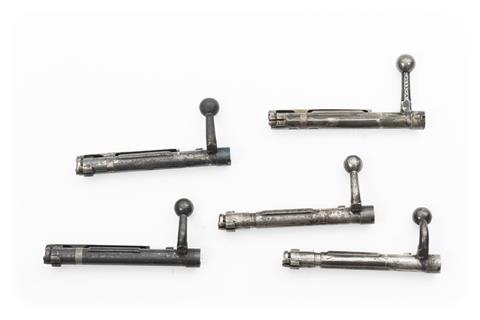 bundle lot, Mauser 98 bolts, 5 items, #Y-1156, 5894, 824, 6296, 1491, 5 x § C