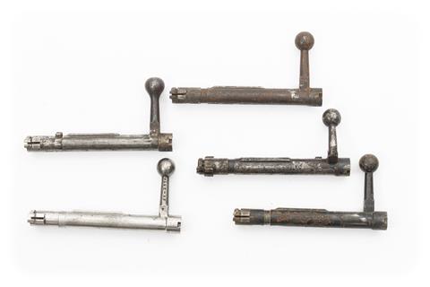 bundle lot, Mauser 98 bolts, 5 items, #5959, 17334, 6250, 2E-2316, 1 x #without, 6 x § C