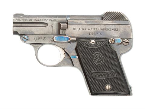 Pistole, Steyr-Pieper Kipplauf 1909, 6,35 Browning, #66625A, § B