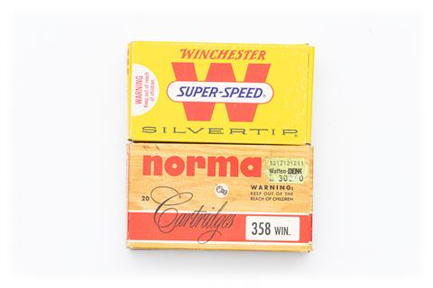 Rifle cartridges, 358 Winchester, Norma and Winchester, convolute, § free from 18