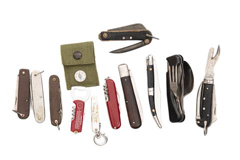 Messer, Taschen- und Arbeitsmesser, Konvolut von 12 Stück