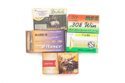 Rifle cartridges, hunting calibers, mixed lot of 100 pieces, § free from 18