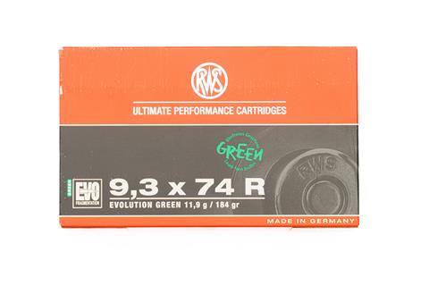 Rifle cartridges, 9.3 x 74 R, RWS, § free from 18