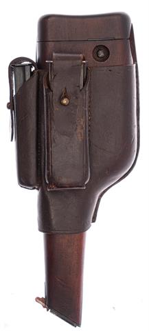 Anschlagschaft für Mauser Mod. C96/32 mit zwei 20 Schuss-Magazinen sowie Lederzeug