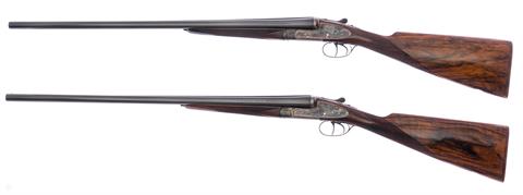 A pair of Sidelock-s/s shotguns Franchi - Brescia round body  cal. 20/70 serial #13962 & 13963  category § C