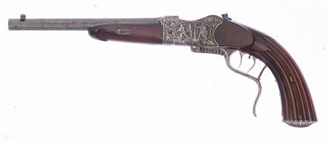 Fallblockscheibenpistole J. Unger - Graz Kal. 8x38R #ohne Nummer § B Erzeugung vor 1900 +ACC